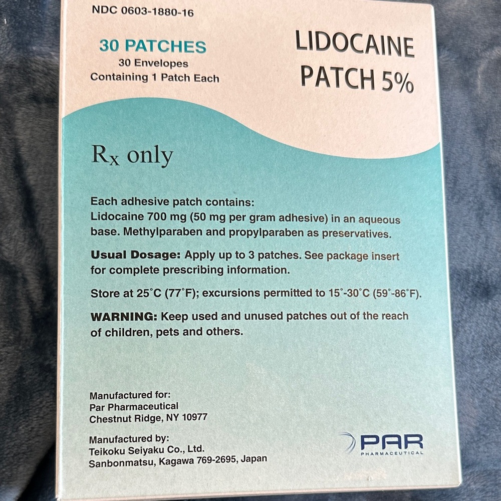 Lidocaine Patch 5% by PAR Expires 01/28